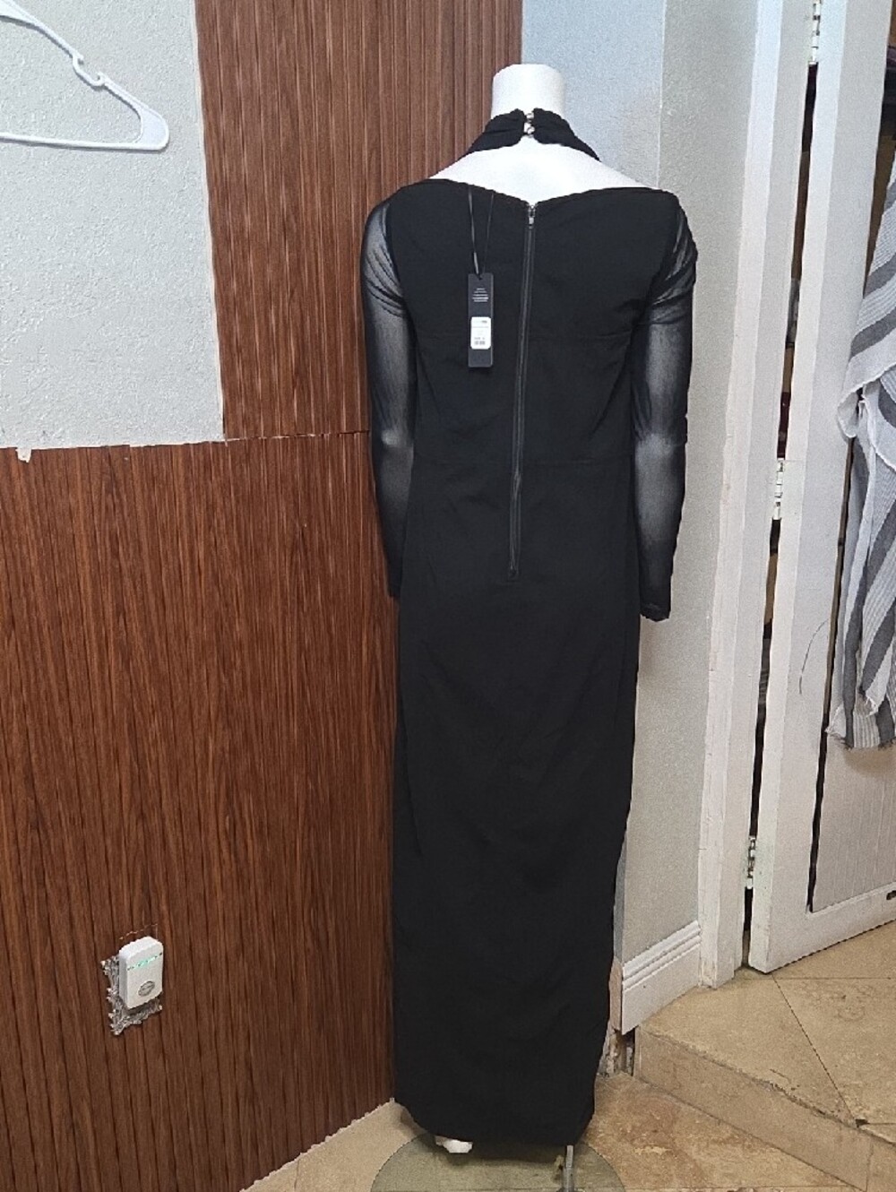 Fashion Nova Black Long Sleeve Maxi Dress with Sheer Shoulders Xlarge Sz [0026 - Picture 6 of 8